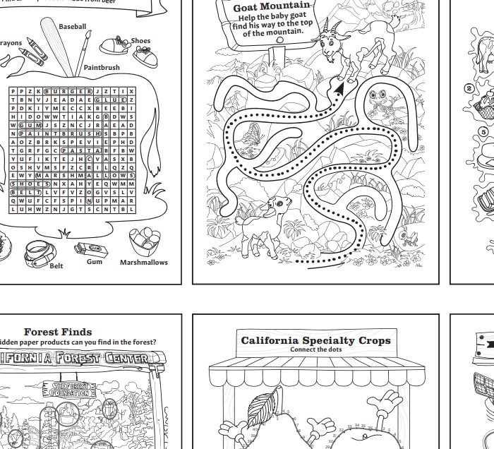 Illustrated artwork that are answer sheets for other puzzles